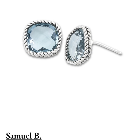 NWT Samuel B. Silver 3.40 ct. tw. Blue Topaz Studs - Picture 3 of 9